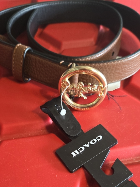 Coach Accessories - COACH Brown Leather Belt with Gold Horsebit Buckle. Size MEDIUM